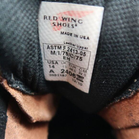 Red Wing Shoes Mens 14 Boot Steel Toe Work EH Leather Supersole Waterproof Brown